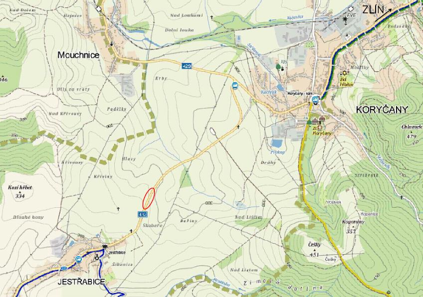 3. SESUV SILNICE II. TŘÍDY MEZI OBCEMI KORYČANY A JESTŘABICE K sesuvu na této silnici II. třídy došlo v geologicky predisponovaném místě v období intenzivních srážek.