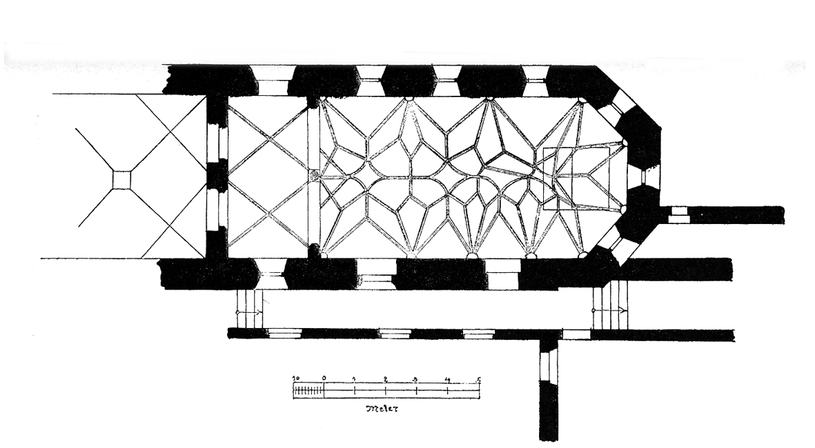 Obr. 208 - Salcburk, klášter benediktinek Nonnberg, kaple sv. Jana, půdorys dok.