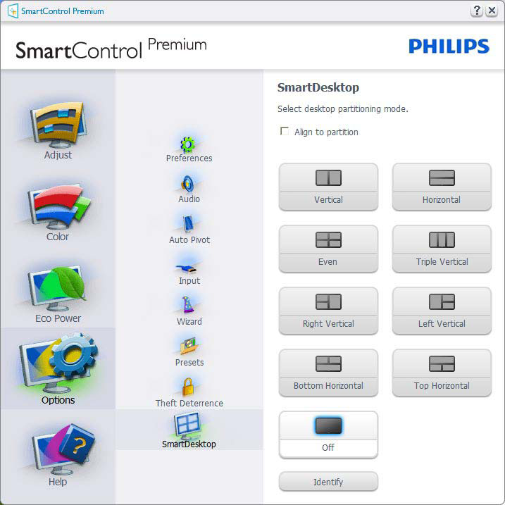 3. Optimalizace Obrazu 3.4 Příručka SmartDesktop SmartDesktop SmartDesktop je v produktu SmartControl Premium.