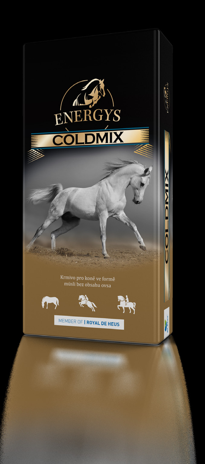 COLDMIX Krmivo pro koně ve formě müsli bez ovsa Krmivo ve formě müsli pro koně neklidné a hůře jezditelné. Toto speciální krmivo bez ovsa zabraňuje projevům tzv.