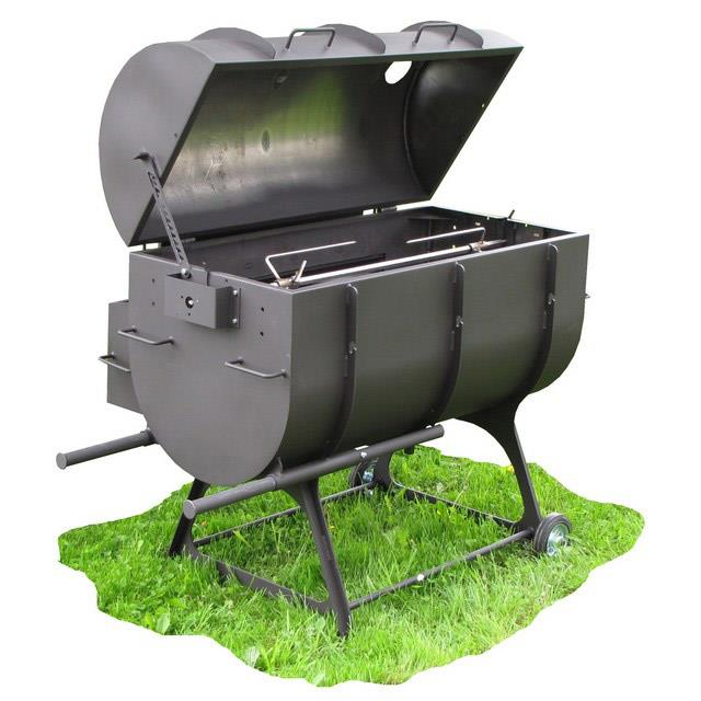 GRIL G55 1200 PORK Profi celokovový gril určený pro grilování selat, menších prasat cca do 30-35 kg, kýty, jehňat a různých druhů masa na nerezové grilovací jehle.
