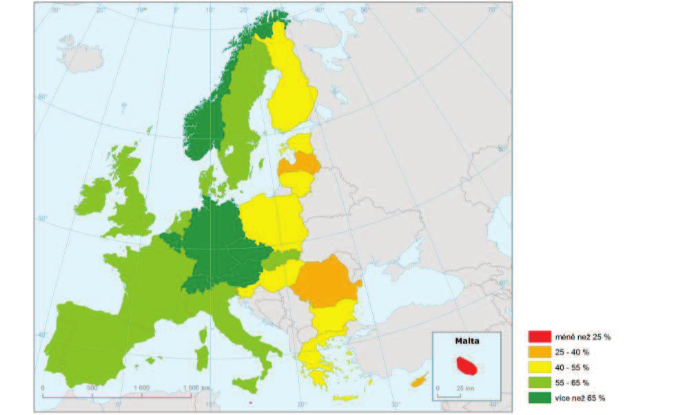 Obr. 1 Míra recyklace odpadů z obalů v zemích Evropské unie, 2007 Zdroj: Eurostat Množství obalů vzniklých v roce 2010 se oproti roku 2003 zvýšilo o 28 % (Graf 1).