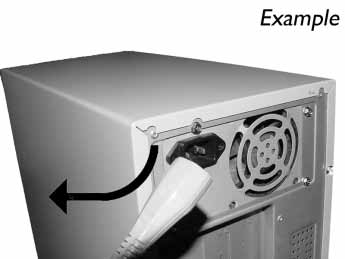 4 Odpojte sieťovú šnúru od PC. Príklad 5 Otvorte váš počítač.