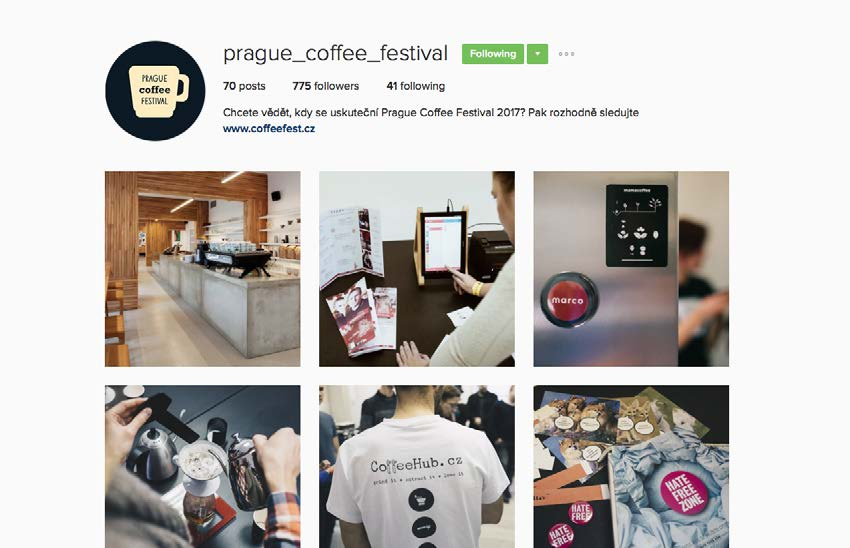 INTERNET Oficiální webová stránka: www.coffeefest.cz Návštěvnost: září: 4 577 říjen: 20 99