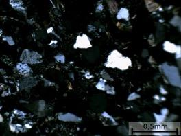 Tmel je převážně jílovito křemitý, místy druhotný tvořený pravděpodobně oxihydroxidy železa. Ve vzorcích byly zaznamenány četné intergranulární prostory, tj. póry.