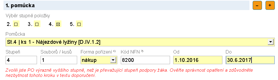 Symbolem mínus lze také odstranit přidané opakovací pole, které se nakonec rozhodnete nevyužít.