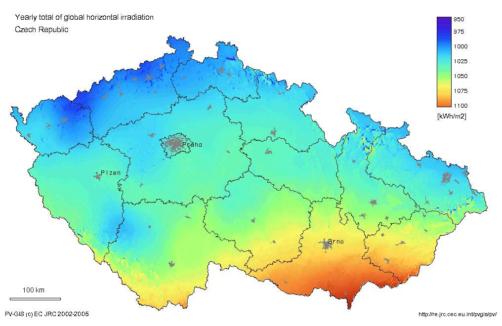 Sluneční energie v ČR globální