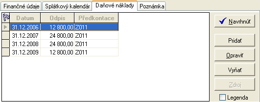 Vlastné zaúčtovanie sa vykoná pomocou voľby Majetok/Zaúčtovanie splátok leasingového majetku. 0 Pridať - pridanie ďalšieho záznamu. Po potvrdení voľby program zobrazí Kartu splátky: doklad.