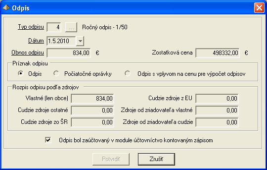 Upozornenie: Zaúčtovanie je potom potrebné vykonať ručne v kontovaných zápisoch v module