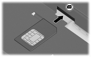 7. Vsuňte kartu do slotu karty SIM a zatlačte na ni, dokud pevně nezapadne. 8. Znovu vložte baterii. POZNÁMKA: Pokud znovu nevložíte baterii HP Mobile Broadband bude vypnuto. 9.