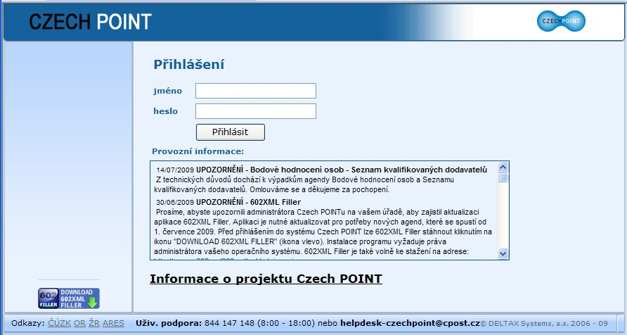 1.2. Volba formuláře Po přihlášení se na následující stránce zobrazí nabídka