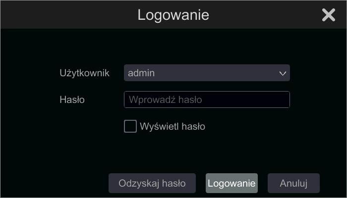 2. Přihlášení a náhled menu zařízení Přihlášení na monitoru je dostupný při stisknutí tlačítka menu na hlavním panelu nebo z pozice samotného interfejsu displejového: