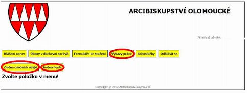 Výkazy práce Návod pro schvalování 1. Po přihlášení na úvodní stránce je možnost zkontrolovat, případně změnit osobní údaje nebo změnit heslo. Změny se projeví při dalším přihlášení. 1. Zvolte v menu položku Výkazy práce.