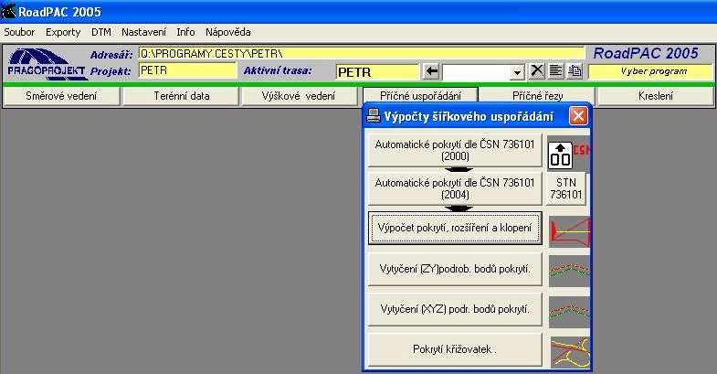 54 Slika 20: Podprogram za določitev razširitev vozišča Pri širini vozišča v preglednico vnesemo širino vozišča v metrih ter začetno in končno točko trase, pri pogoju, da je širina vozišča enaka