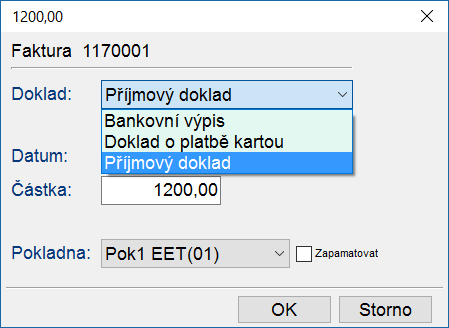 Zde EET přináší omezení v tom, že u plátců DPH nelze hradit následně fakturu v hotovosti/kartou po částech.