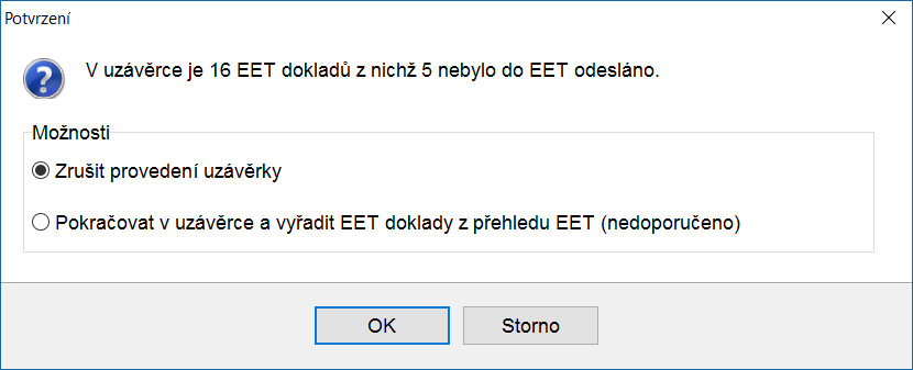 Uzávěrka pokladny Uzávěrka pokladny je důležitou operací z hlediska evidence a správy tržeb. Uzávěrka se provádí optimálně jednou denně nebo týdně, nejdéle však jednou za měsíc.