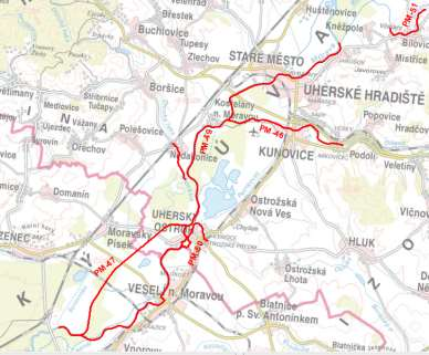 Olšava, odlehčovací rameno Moravy, Morava, Okluky, Dlouhá řeka (PM- 46,49,50,81)