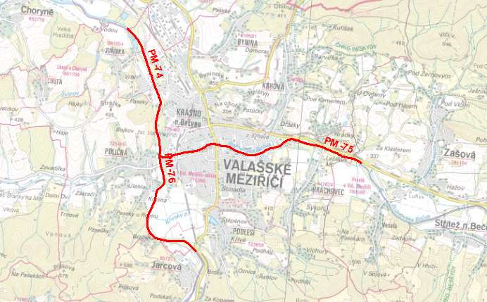 Úsek PM - 74, 75, 76 Bečva, Rožnovská Bečva, Vsetínská Bečva Valašské Meziříčí Hydrologický