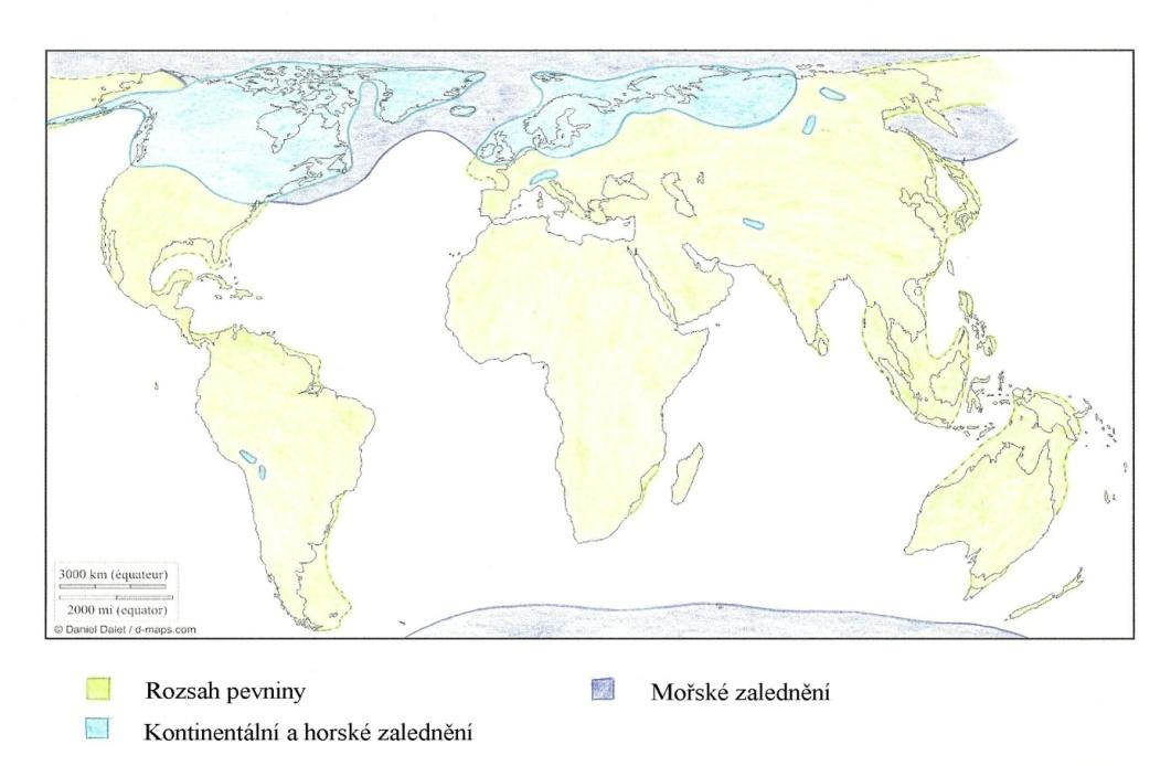 3. Paleogeografie Během pleistocénu byly již kontinenty a oceány rozloženy téměř stejně jako v soušastnosti.