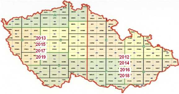 (S-JTSK) od roku 2015 transformovat a publikovat Ortofoto ČR dle specifikace INSPIRE (INSPIRE GRID,