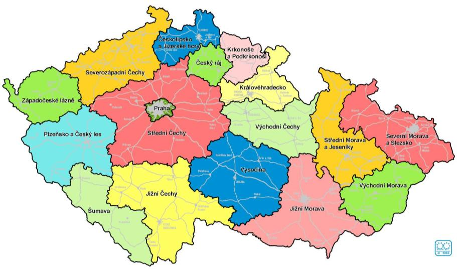 Mapa 1: Turistické regiony České republiky Zdroj: CzechTourism (2015) I když se jedná o region poměrně sourodý, nelze říci, že by byl jeho charakter jednotvárný.