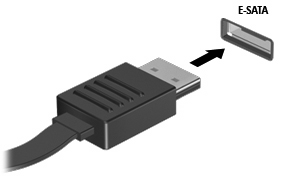 Použití zařízení esata Port esata umožňuje připojení volitelného zařízení s rozhraním esata, jako je například externí pevný disk esata.
