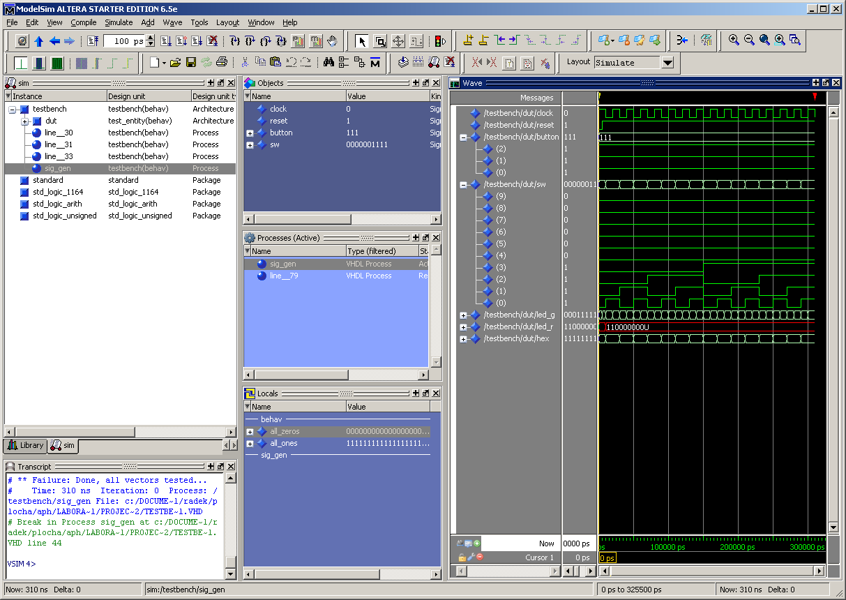 ModelSim - Altera Starter Edition A0B38APH