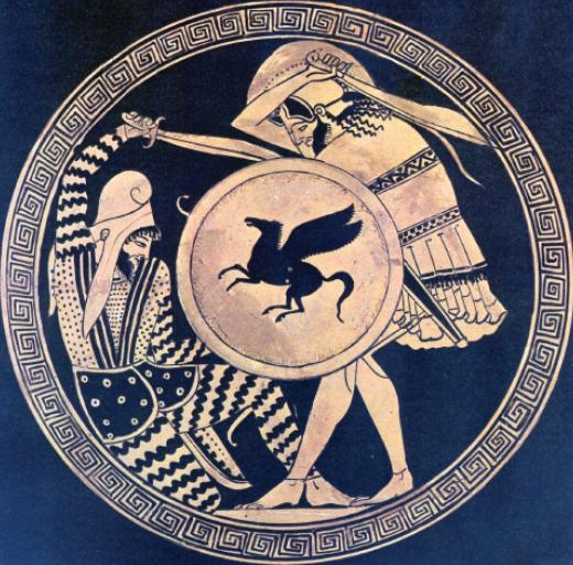 Řecký hoplíta bojující proti Peršanovi, 5. stol.
