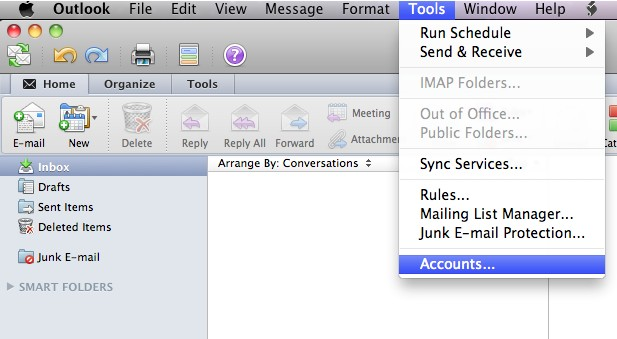 Pro vytvoření účtu v Outlook 2011 postupujte podle následujících kroků. 1.