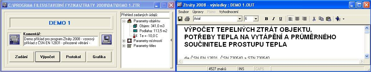 Ztráty 2008 - výpočet tepelných ztrát jednotlivých místností, podlaží a celého objektu - výpočet