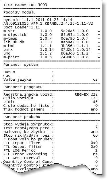 Administrační menu 4-4 4.2 Tisk parametrů Potvrďte v administrační menu bod nabídky Tisk parametrů.