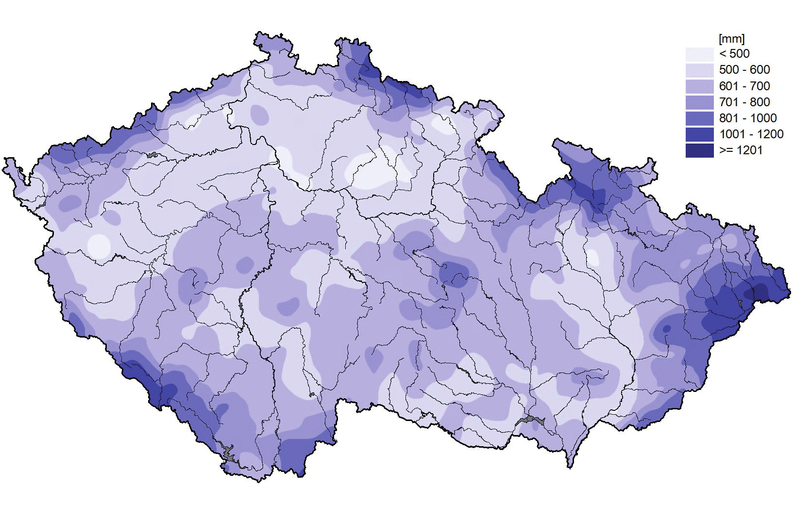 mapa) na území České republiky v roce 214. Map I.
