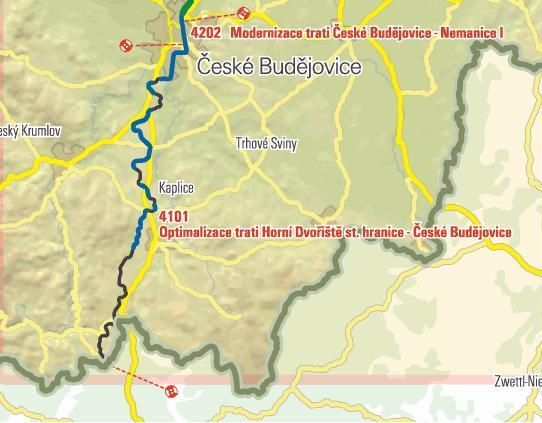 4201 Optimalizace trati Horní Dvořiště st. hranice České Budějovice Stavba je již realizována.