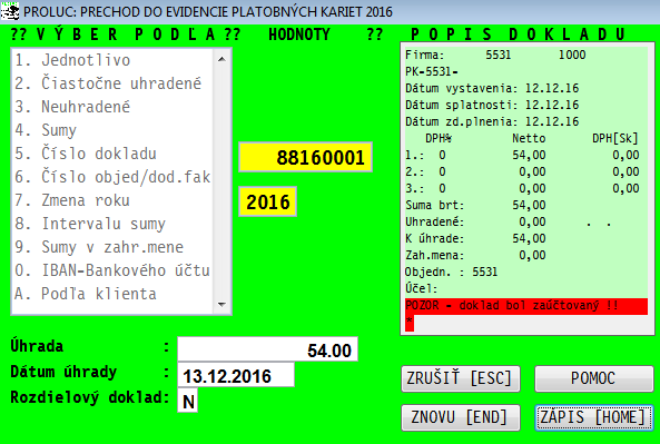 Banka napárovanie sumy z výpisu Pri účtovaní položky z bankového