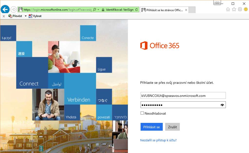 Přihlášení do portálu Office 365 a instalace Office Na adrese https://login.