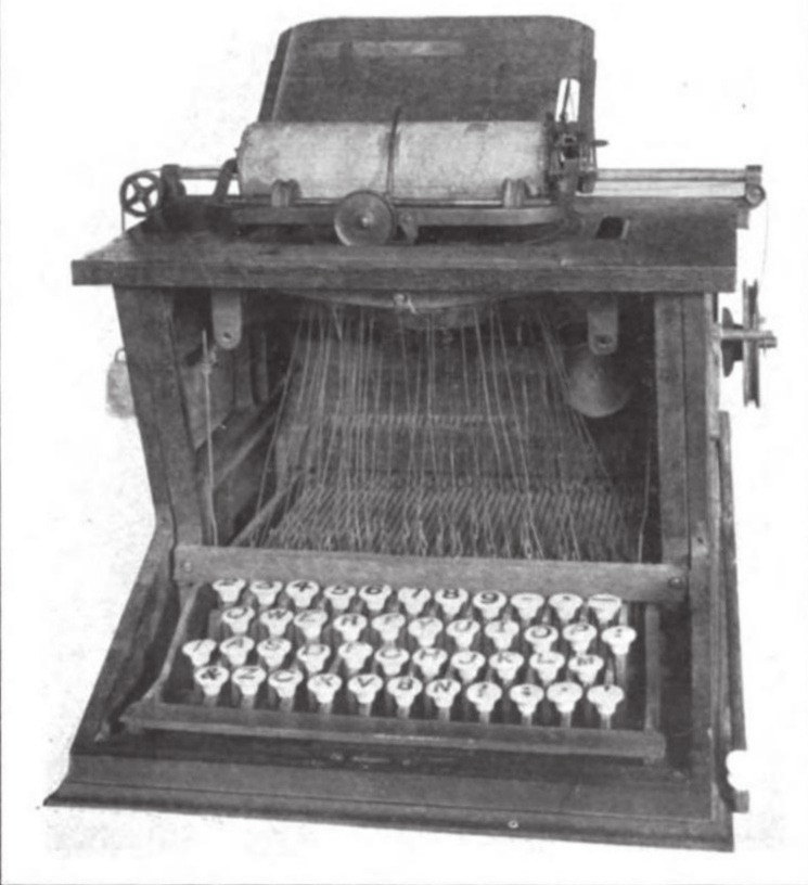 opravdovým psacím strojem (1808).