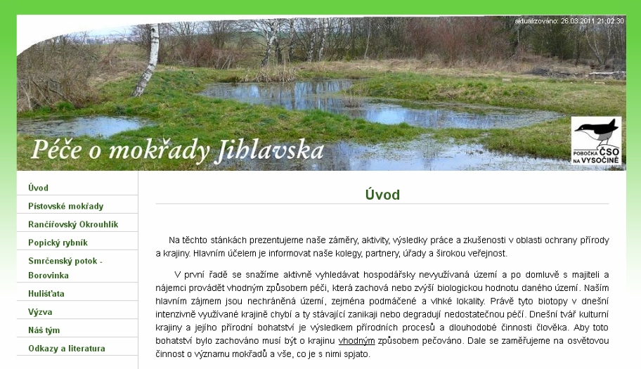 V únoru 2011 byly spuštěny nové internetové stránky Péče o mokřady Jihlavska, na nichž je prezentována i lokalita U Borovinky http://mokrady.wbs.cz/smrcensky-potok---borovinka.