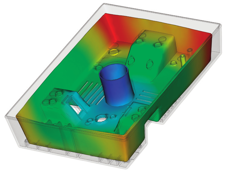 Simulace Simulace chlazení forem Umožňuje zvýšit účinnost chladicího systému, minimalizovat deformace dílu, dosáhnout kvalitních povrchů a zkrátit dobu cyklu.