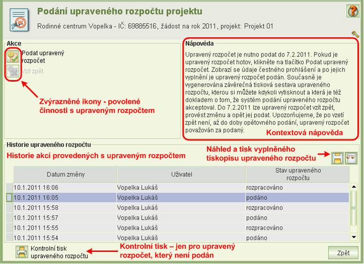 Přerozdělení dotace na mzdové náklady se zadává pouze na tomto formuláři a to ve formě celkových částek pro pracovní smlouvy, dohody o pracovní činnosti a provedení práce.