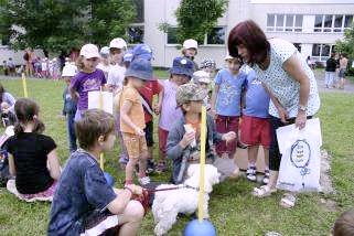 Zkuste si 10x oběhnout v předklonu míč a potom se posadit na vzdálenou židli, přenést dítě k metě a zpět, nebo ve dvojici, se svázanýma rukama, přeskočit překážku a na zpáteční cestě ji podlézt, nebo