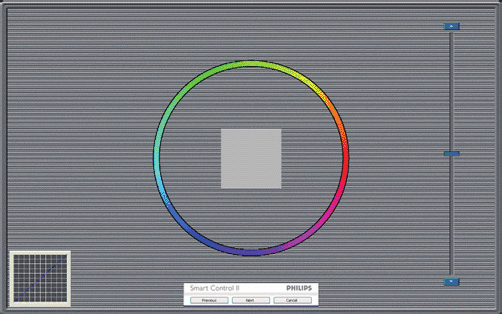 3. Optimalizace Obrazu 1. Tlačítko Show Me (Předvést) spustí výukový program pro kalibraci barev. 2. Start (Spustit) zahájí sekvenci kalibrace barev o 6. krocích. 3.