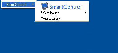 Aktivovaná nabídka hlavního panelu Nabídku hlavního panelu lze zobrazit klepnutím pravým tlačítkem myši na ikonu SmartControl Lite na hlavním panelu. Klepnutím levým tlačítkem lze spustit aplikaci.