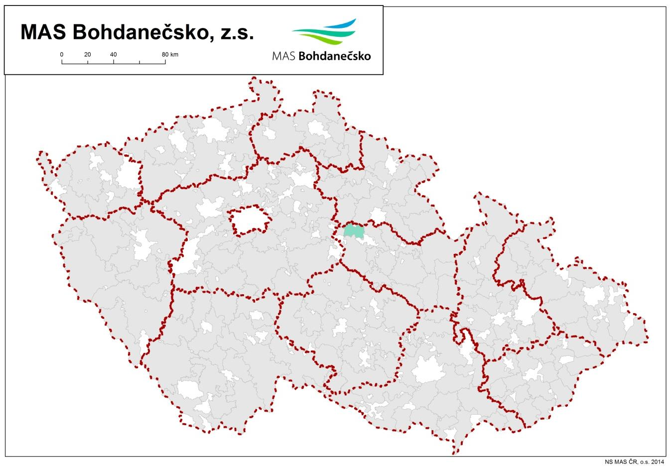 2 Území MAS Bohdanečsko v krajském kontextu (2014) Zdroj: zpracování NS