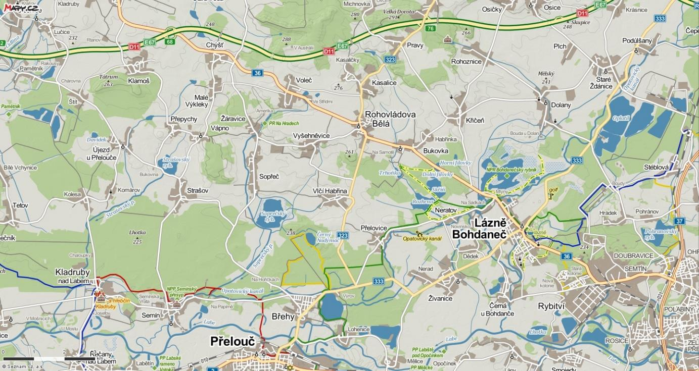 Strategie komunitně vedeného místního rozvoje MAS Bohdanečsko 2014 2020 ANALYTICKÁ ČÁST a Novým Zábranským rybníkem po hranici národní přírodní rezervace Bohdanečský rybník (3 km).