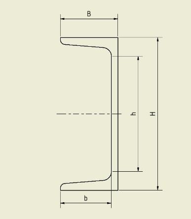 M omax = R Ax (a + b) + F b = 8 293,3 Nm (73) Nosník je tvořen U profilem, Jehož rozměry jsou: B = 75 mm H = 200 mm b = 66 mm h = 178 mm Rozměry U profilu jsou zakótovány na obrázku 14 Obrázek 14.