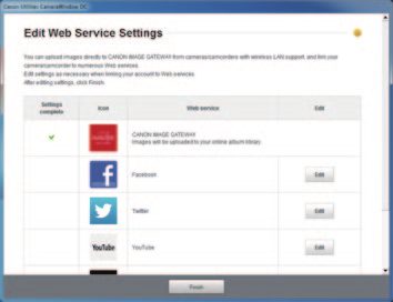 Nastavte webovou službu, kterou chcete používat. Postupem dle pokynů na obrazovce konfigurujte požadovaných webových služeb.