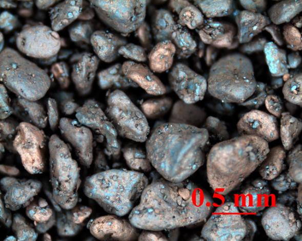 Velikost částic [μm] Obrázek 15: Distribuce velikosti částic mineralizátoru Prefes Obrázek 16: Mineralizátor Prefes (12x zvětšeno) Fepren: Další železitý práškový