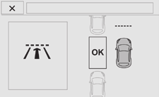 Na obrazovce se objeví hlášení. F Zvolte manévr podélného zaparkování. Kontrolka tlačítka se trvale rozsvítí.