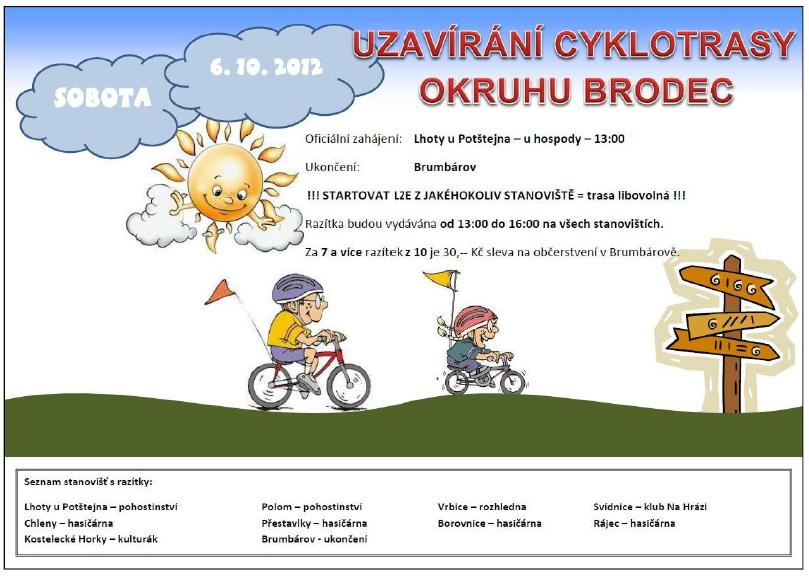 Uzavírání cyklotrasy Okruhu Brodec Každoroční uzavírání cyklistické sezóny Okruhu Brodec se konalo v sobotu 6.