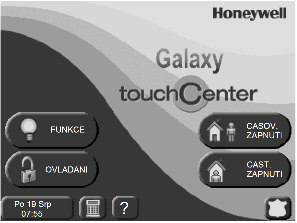 Ovládací moduly Čtečka bezdotykových karet MAX Grafická klávesnice CP040 Popis Grafická klávesnice Galaxy TouchCenter CP040 se připojuje na komunikační sběrnici RS485 ústředny Galaxy Dimension.